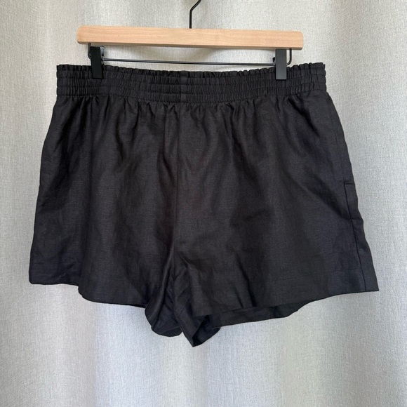 Reformation NWOT Linen Black Waistband Shorts XL - Picture 3 of 9